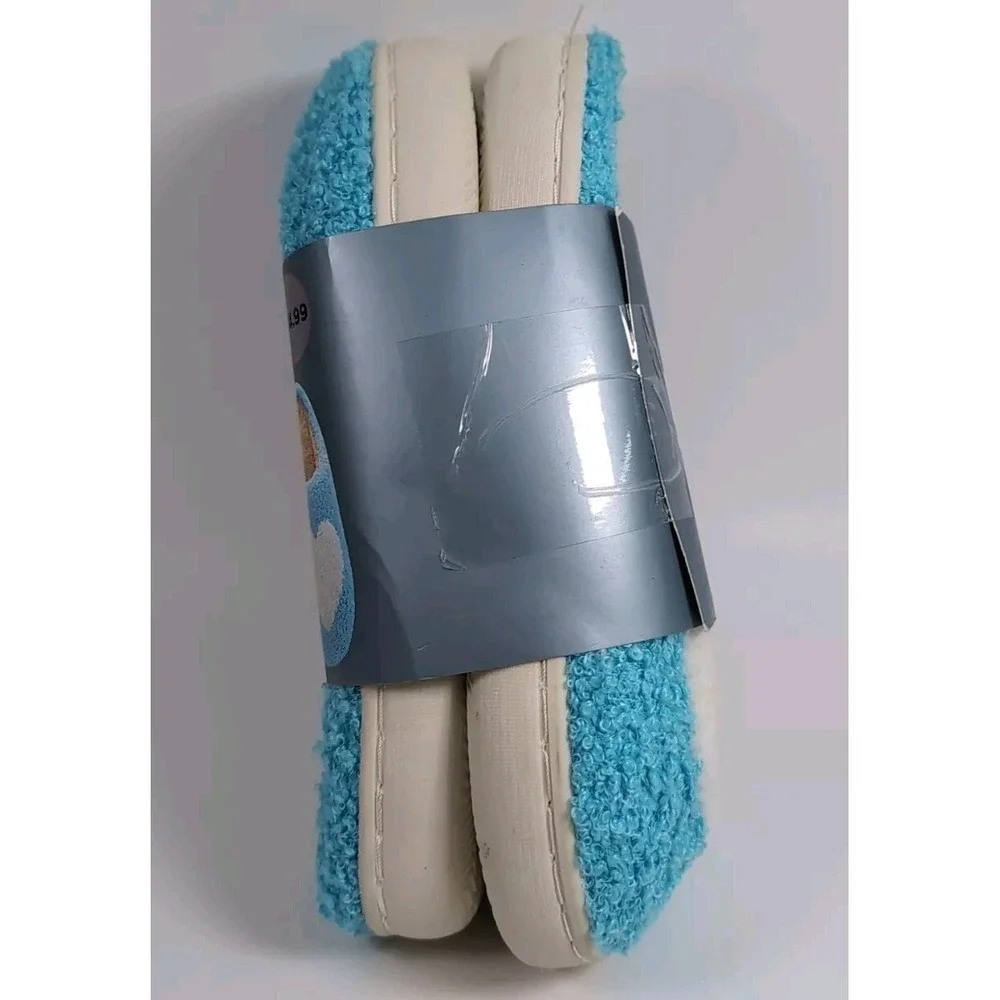 Wayland Square Heart Teddy Slippers Women's Size XS X-Small (3-4) Blue & White